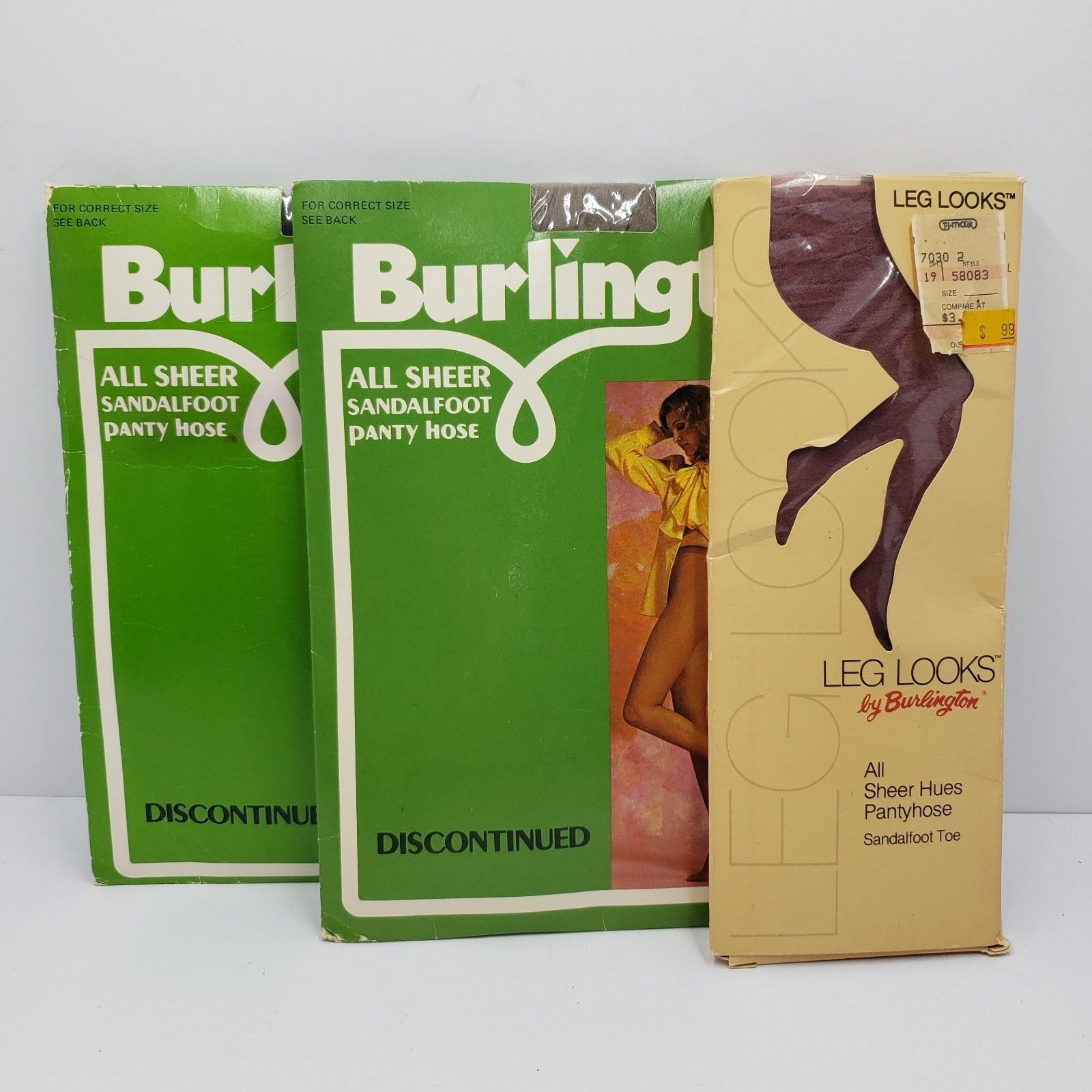 Vintage Burlington Sheer Pantyhose Lot 3 Pairs Size Long Made In Usa New Nos